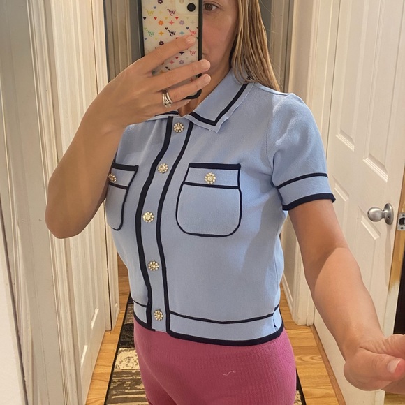 Preppy ⛵️ Viscose. NWT. Nautical button down top size M - Picture 12 of 14